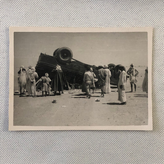 Vintage Photo Photograph Print Accident Wreck Truck Roll Over
