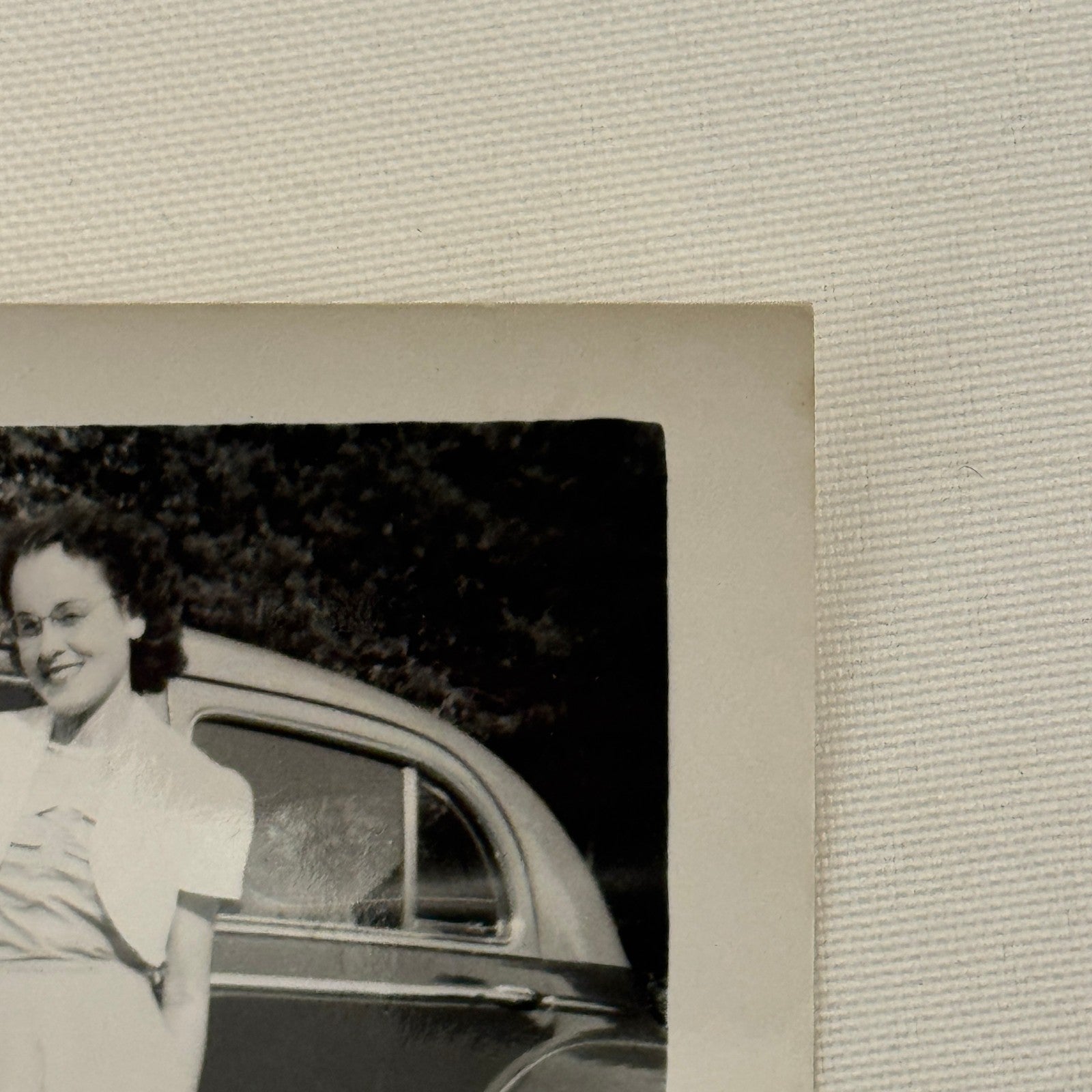 Vintage Automobile Photo Photograph Print Snapshot Woman with Car
