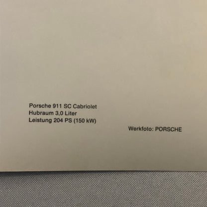 Vintage Porsche 911 SC Cabriolet Convertible Werkfoto Press Photo Photograph