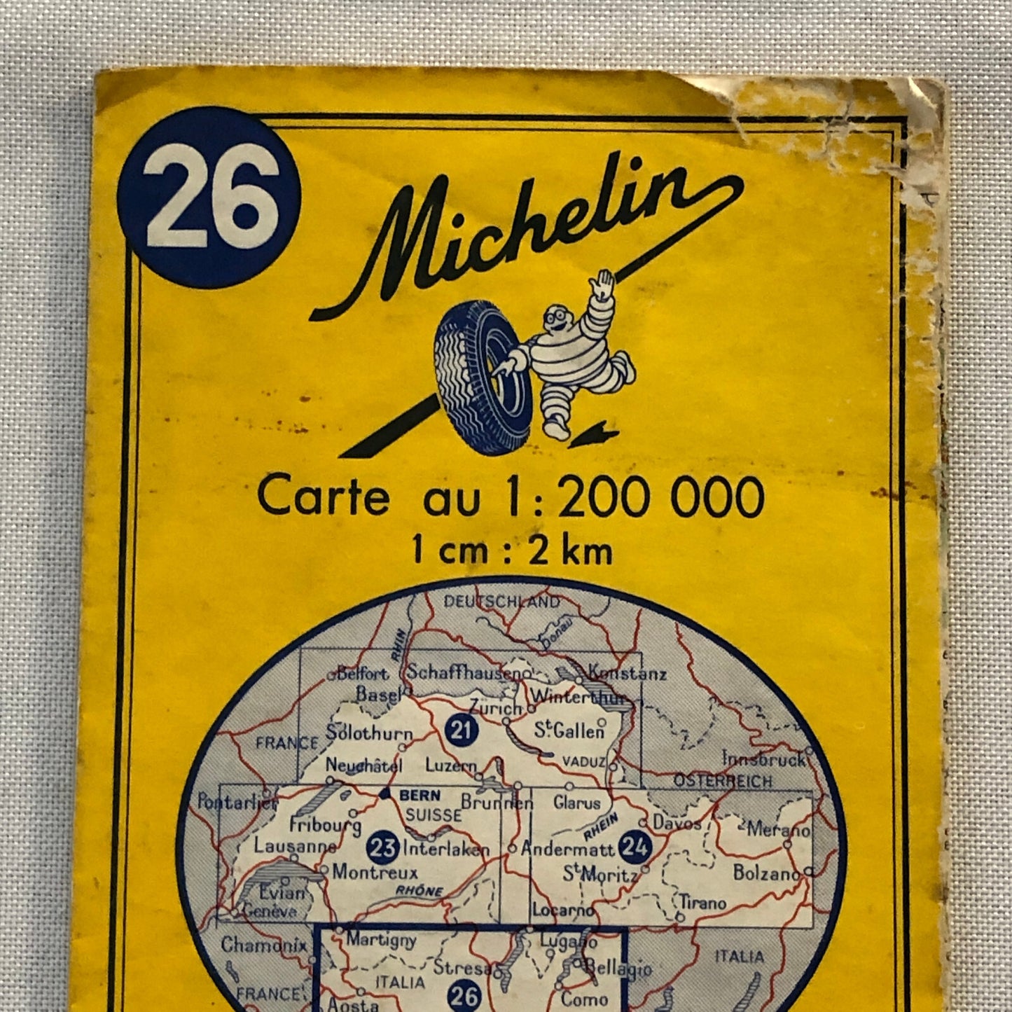 Vintage Michelin Tire Martigny Milano Travel Map