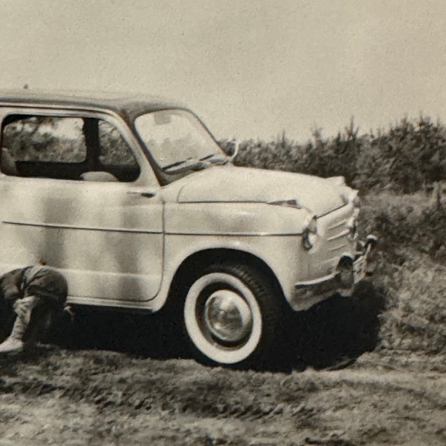 Child with Fiat 600 Car Photo Photograph Print Snapshot Lot 4x Vintage