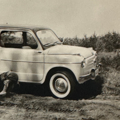 Child with Fiat 600 Car Photo Photograph Print Snapshot Lot 4x Vintage