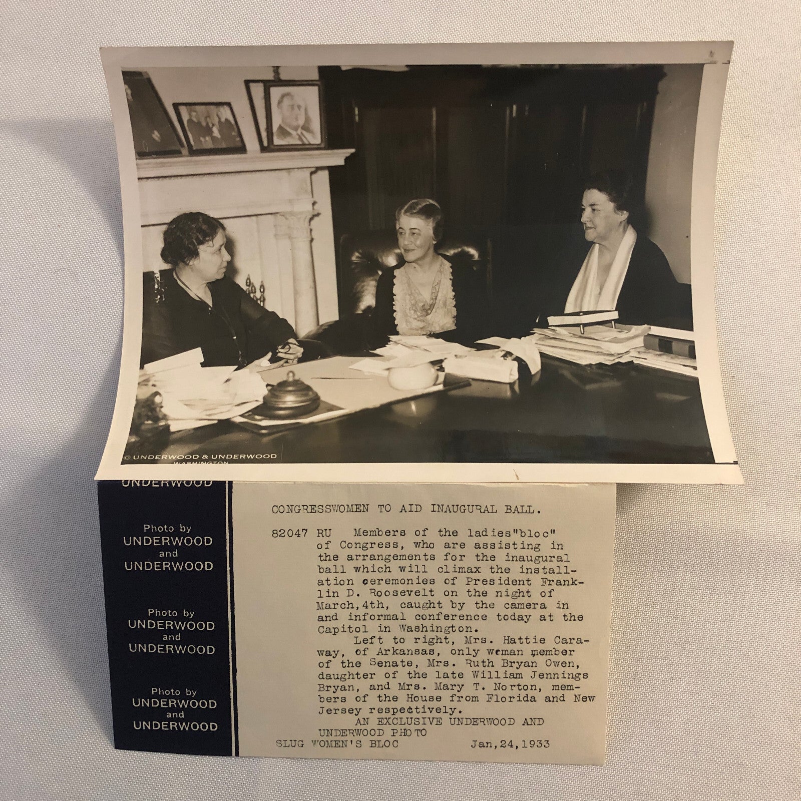 Press Photo Photograph FDR Franklin Roosevelt Inauguration Ball Ladies Bloc 1933