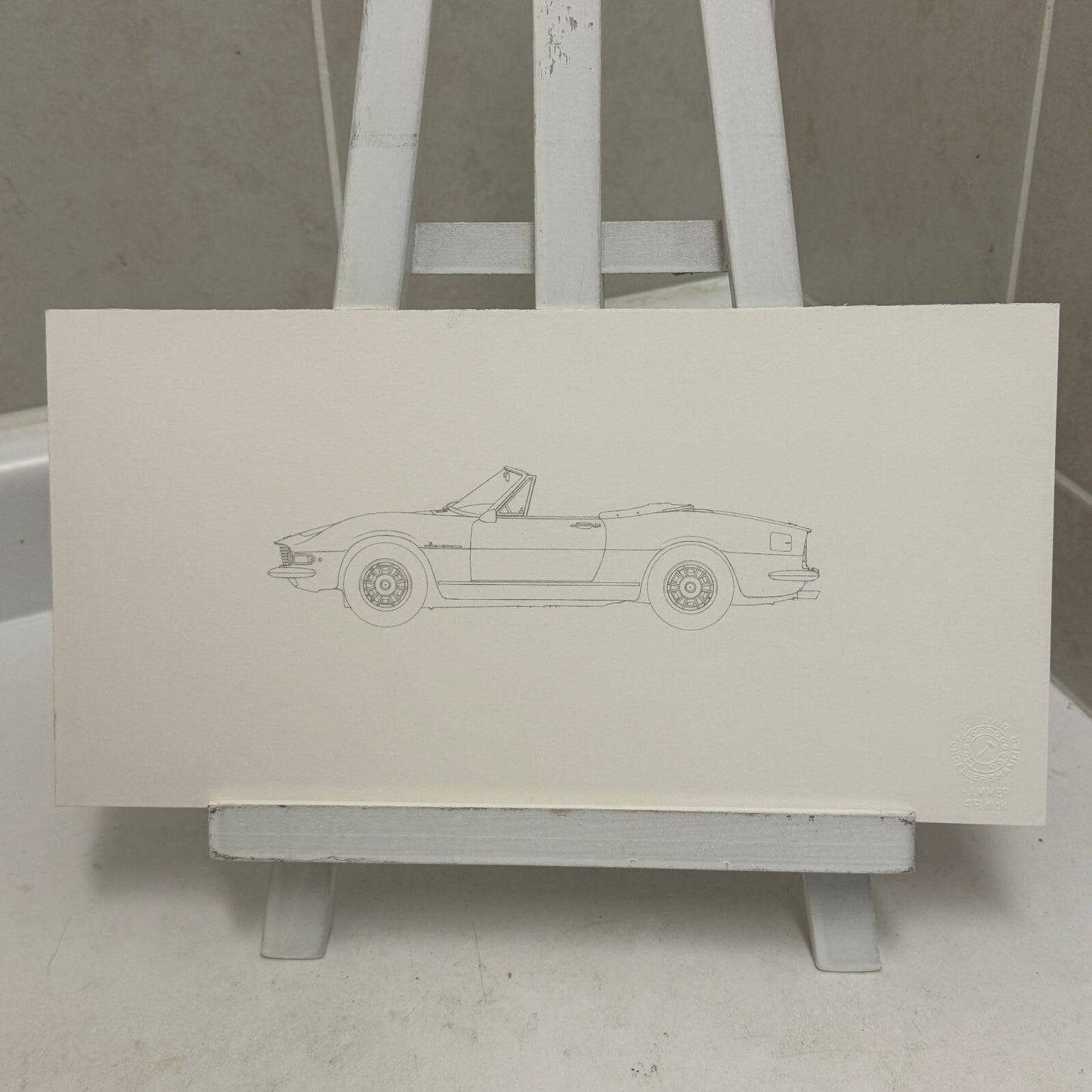 1967 Fiat Dino Spider Pininfarina Car Illustration Art Drawing Hand Drawn