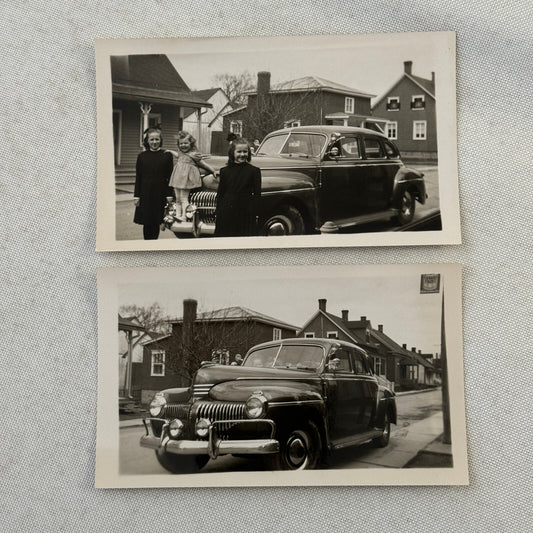 Vintage Car Automobile Snapshot Photo Photograph with Children DS24 Lot 2x