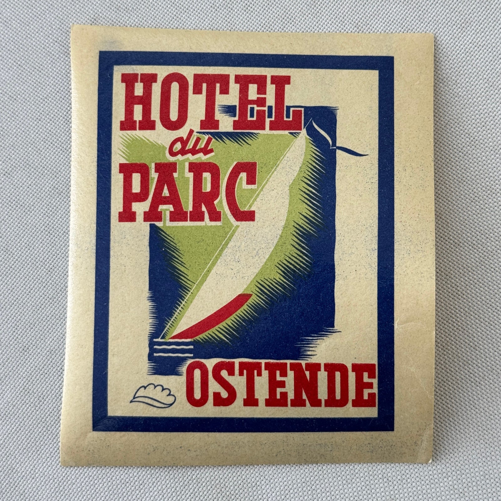 Vintage Hotel Travel Luggage Label Hotel du Parc Ostende Belgium