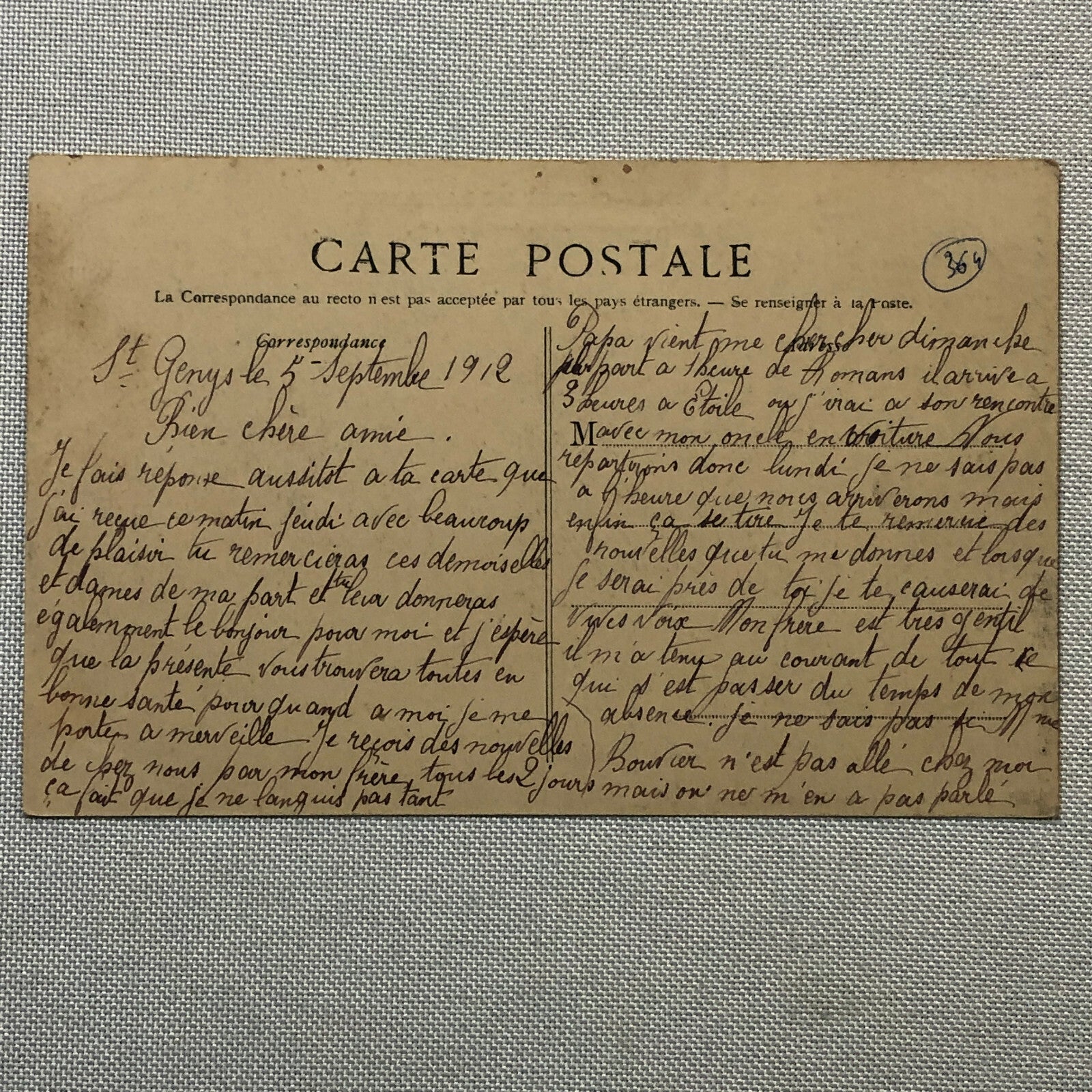 Antique 1906 Circuit de la Sarthe Racing Car Postcard Post Card French