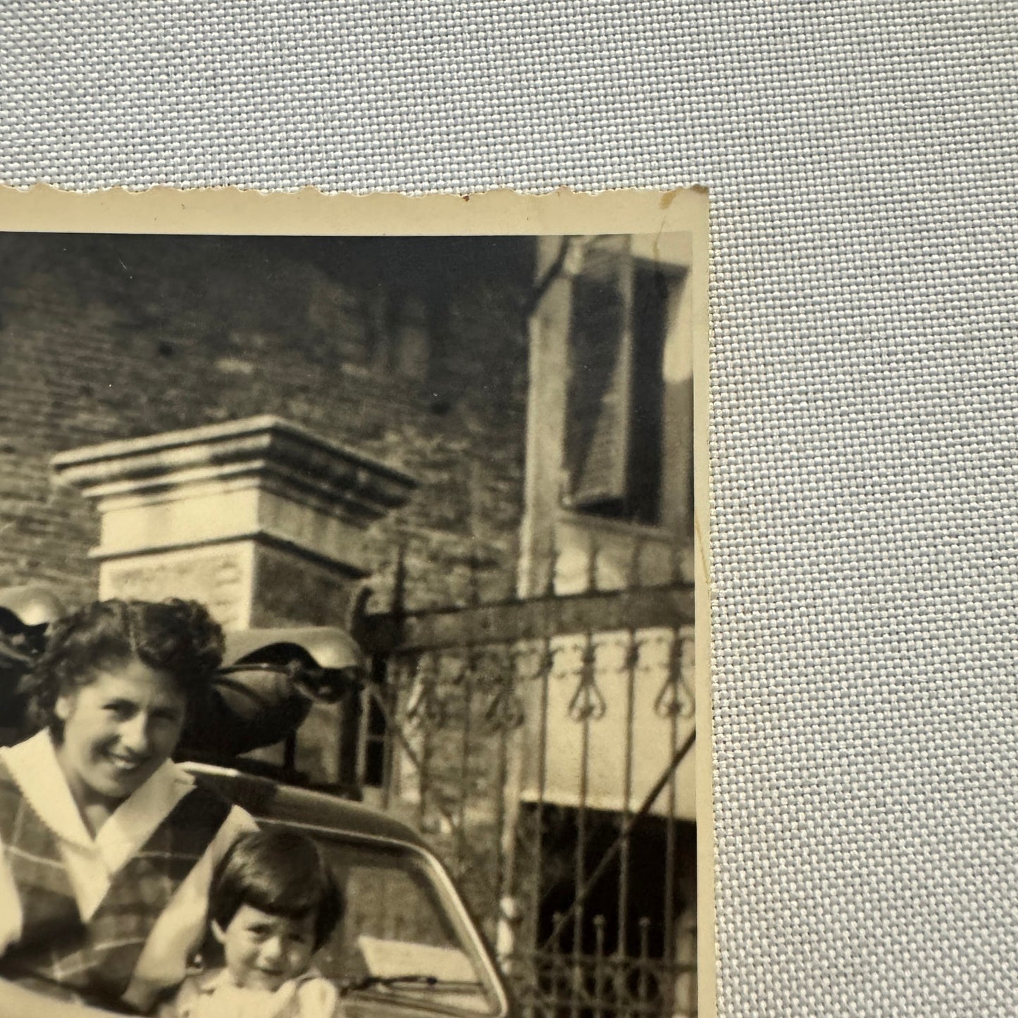 Vintage Photograph Photo Print Woman with Child and Automobile Mother European