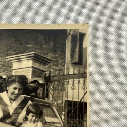 Vintage Photograph Photo Print Woman with Child and Automobile Mother European