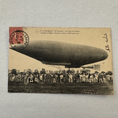 Vintage Zeppelin Airship Dirigible Postcard Post Card French Le Lebaudy