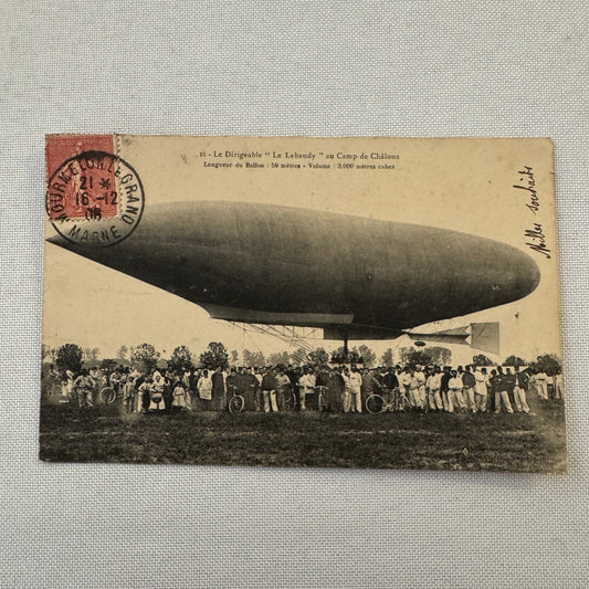 Vintage Zeppelin Airship Dirigible Postcard Post Card French Le Lebaudy