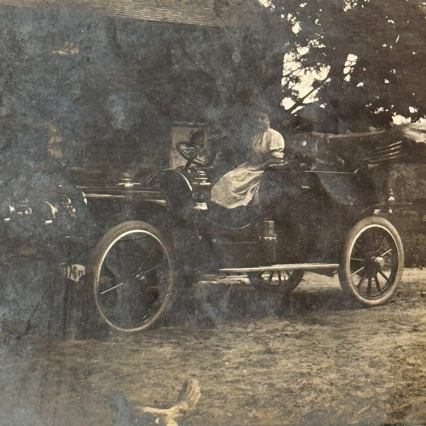 Vintage Photograph Photo Print Woman with Early Antique Car Automobile