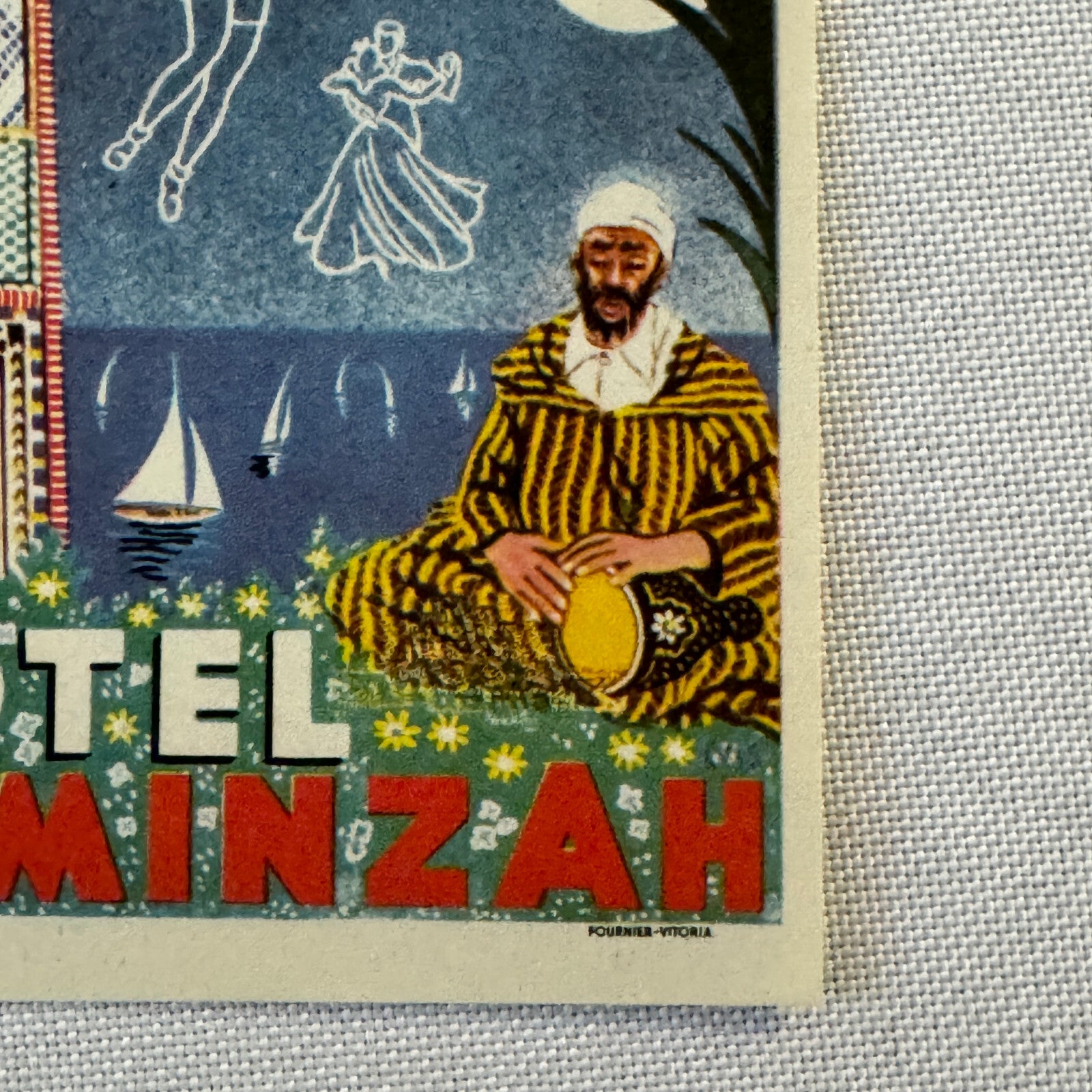 Vintage Hotel Travel Luggage Label Tangier Morocco Tanger Hotel El Minzah