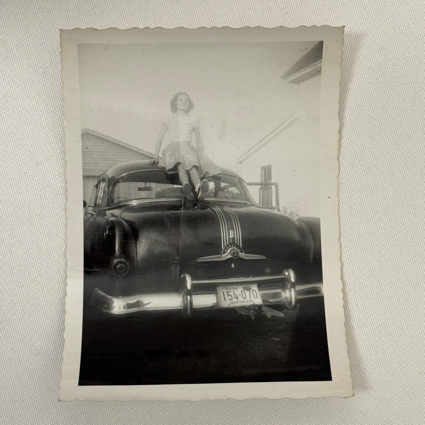 Vintage Pontiac Eight Car Photo Photograph Print Snapshot Pontiac 8 Woman Girl