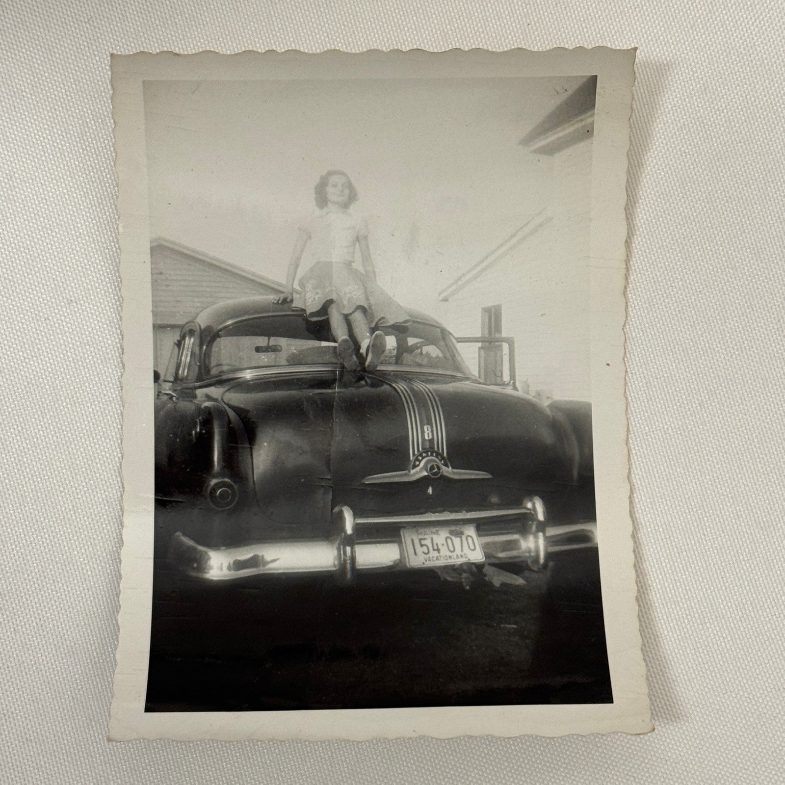 Vintage Pontiac Eight Car Photo Photograph Print Snapshot Pontiac 8 Woman Girl