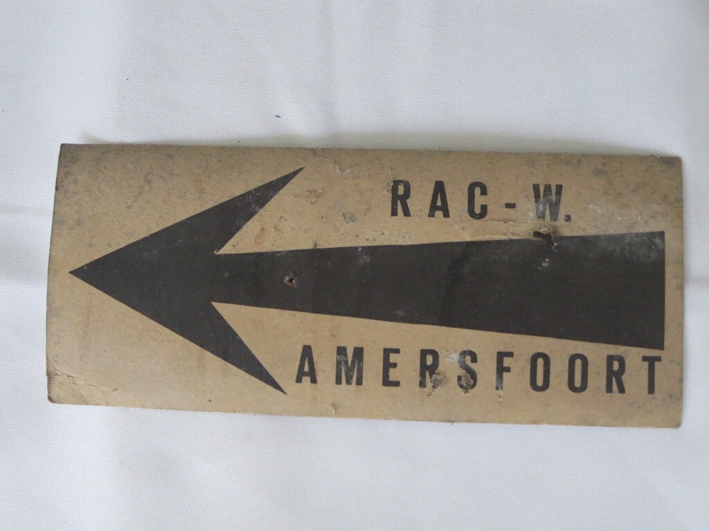 Vintage RAC West Amersfoort Car Rally Small Cardboard Directional Arrow Sign 