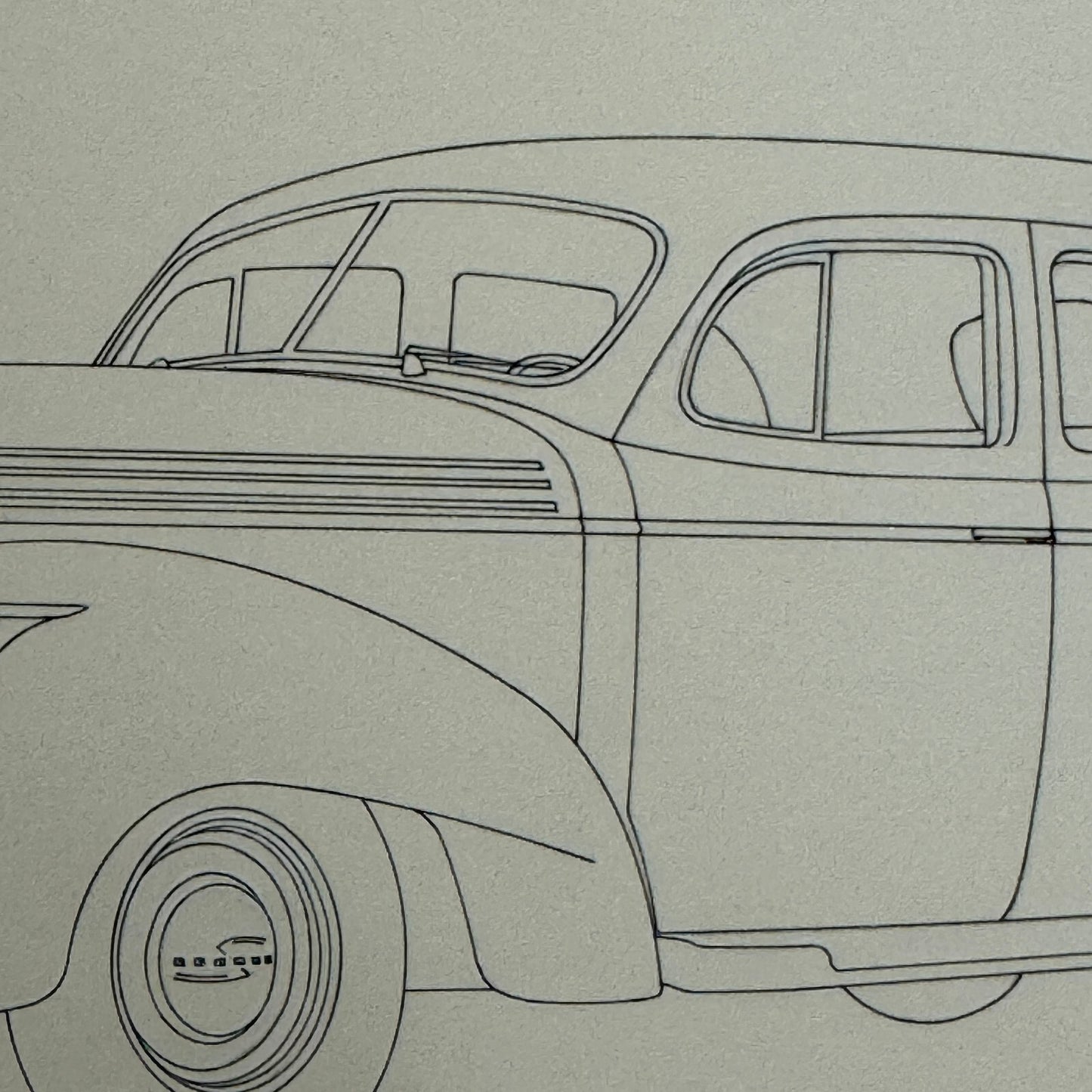1938 Graham Six Sedan Automobile Car Illustration Art Drawing Hand Drawn