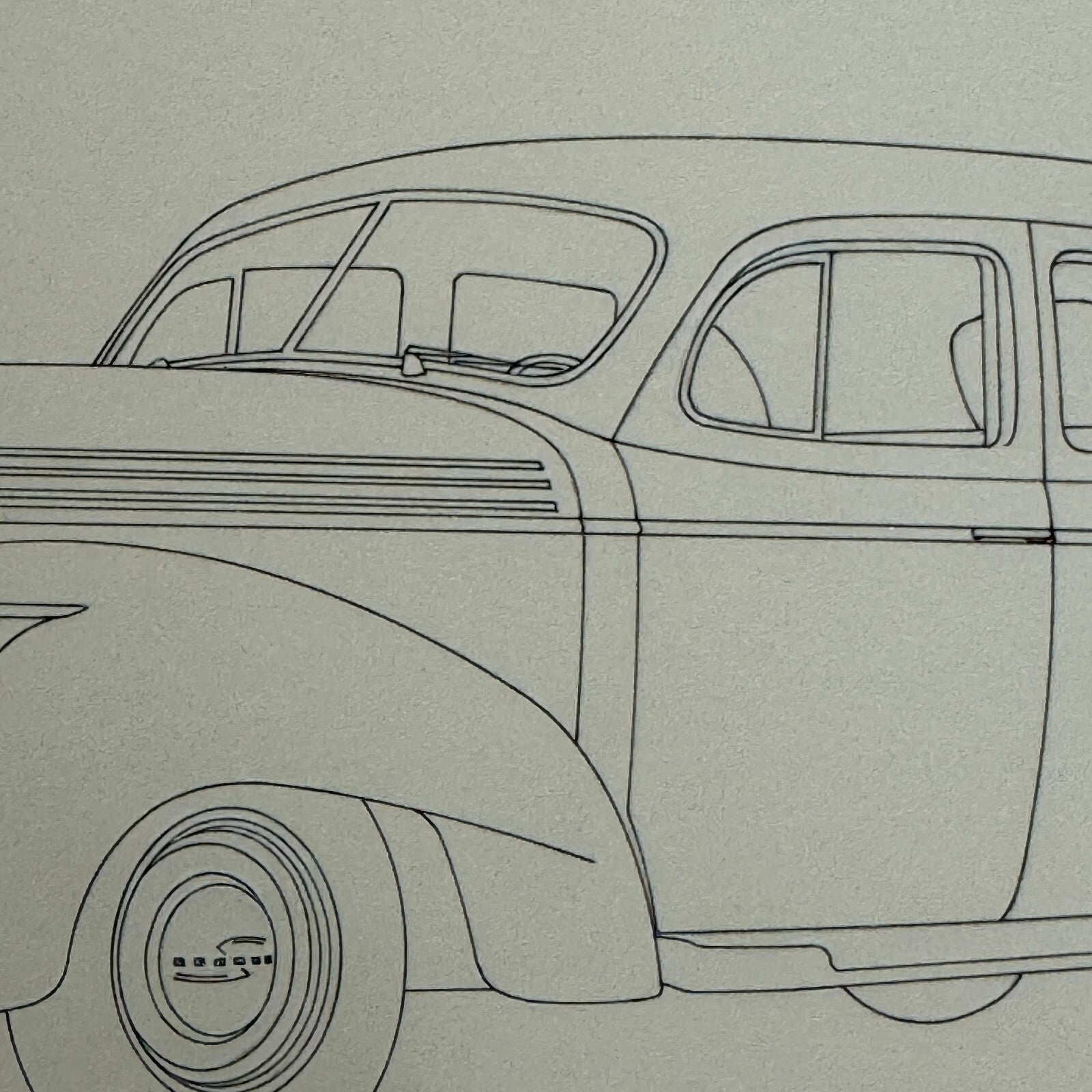 1938 Graham Six Sedan Automobile Car Illustration Art Drawing Hand Drawn