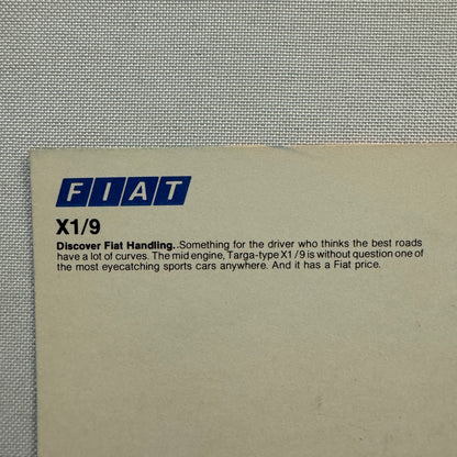 Fiat X1/9 Car Advertising Postcard Post Card Vintage