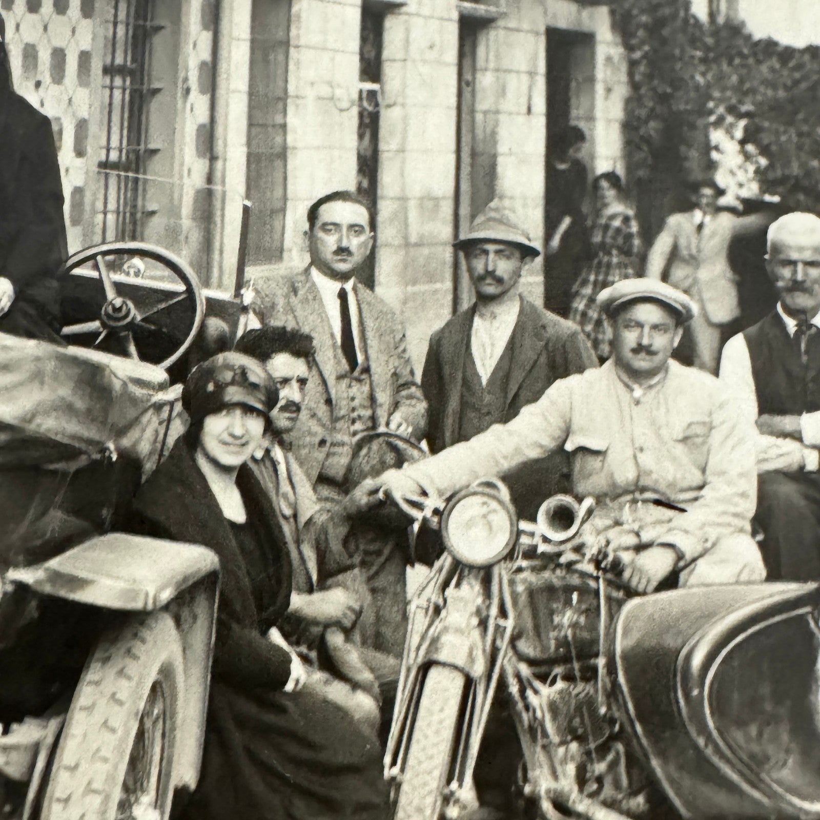 Vintage Photograph Photo Print Automobile Motorcycle Sidecar People European