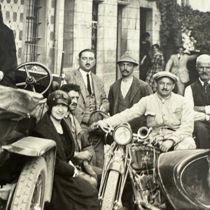 Vintage Photograph Photo Print Automobile Motorcycle Sidecar People European