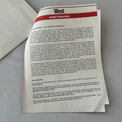 1987 West Zakspeed Racing Team Press Kit Photos Slides Martin Brundle GERMAN