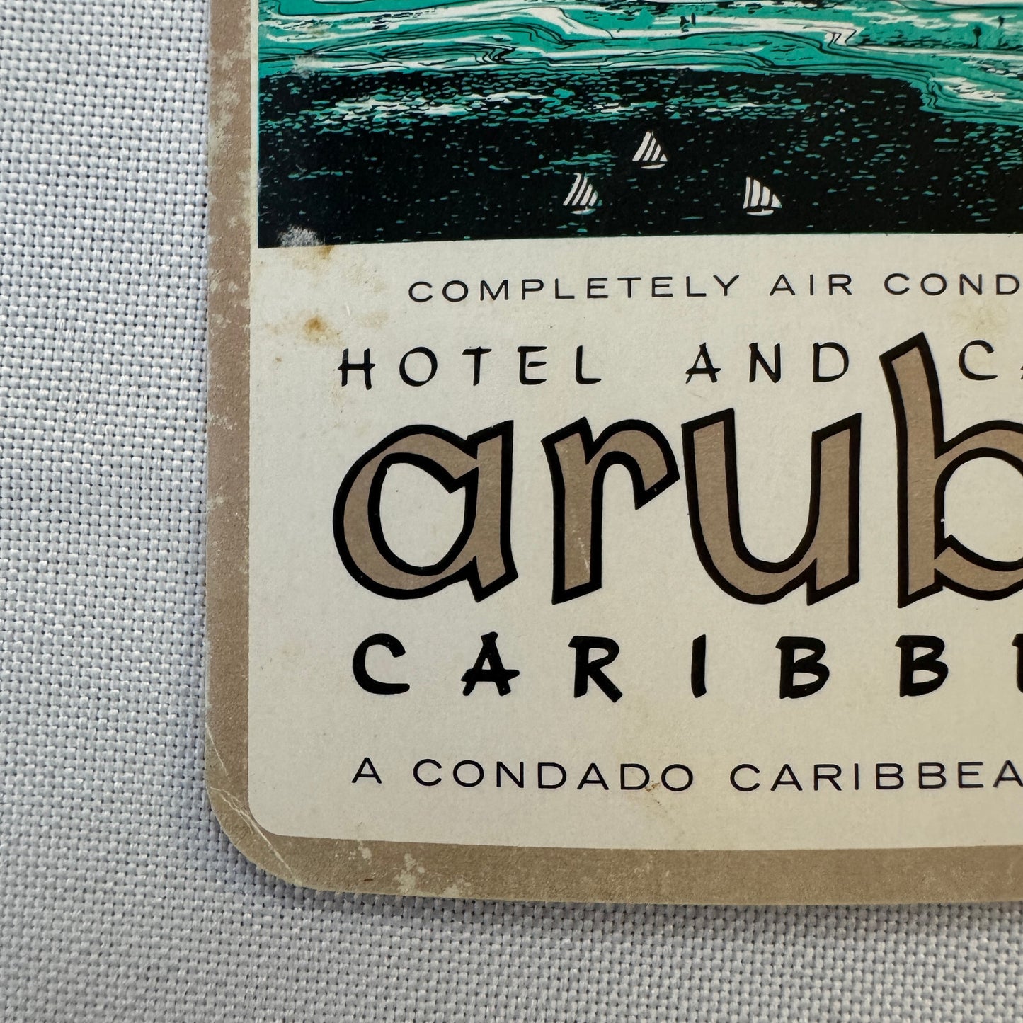Vintage Hotel Travel Label Aruba Caribbean Hotel and Casino