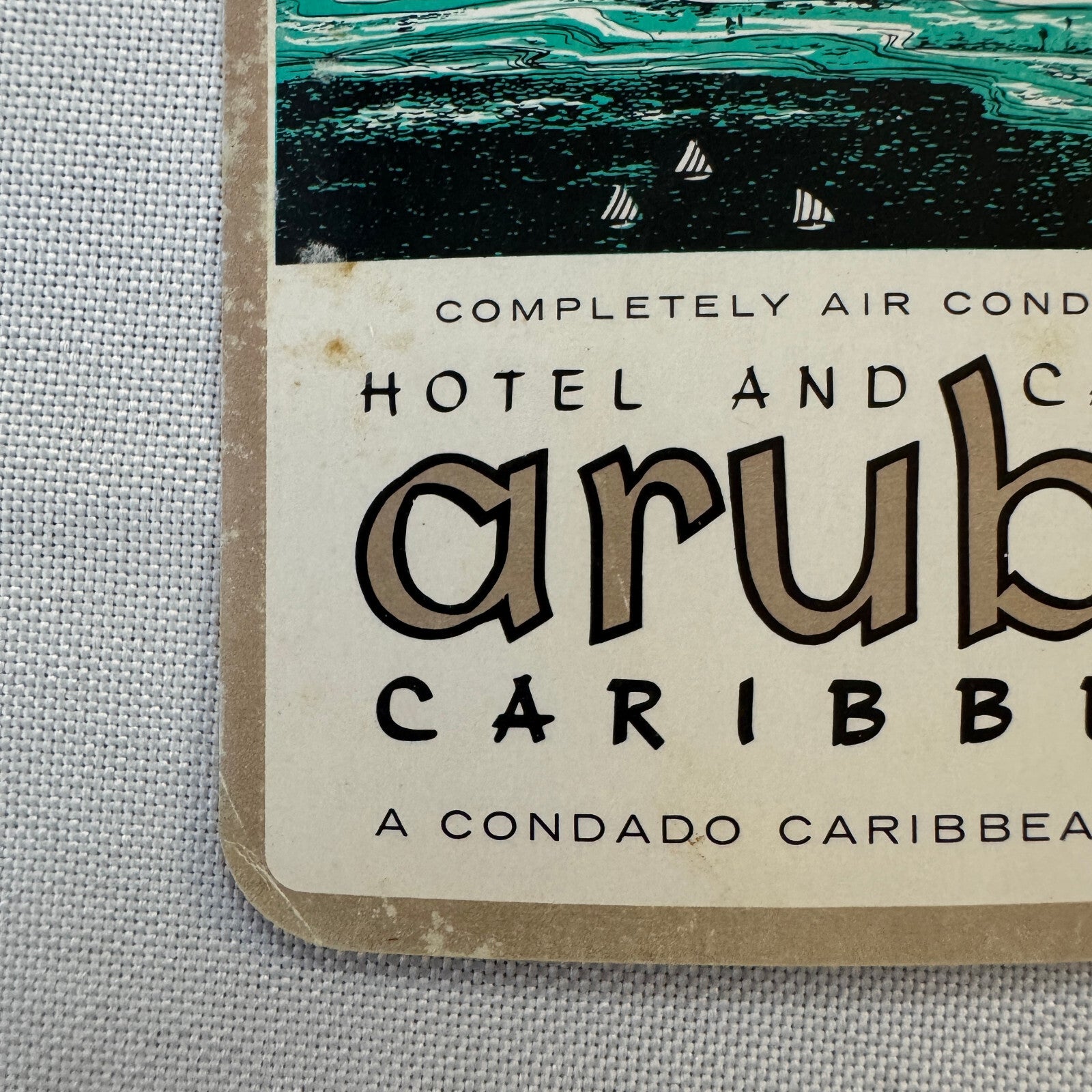 Vintage Hotel Travel Label Aruba Caribbean Hotel and Casino