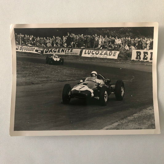 Vintage 1959 Racing Photo Photograph Driver Stirling Moss Jack Brabham Oulton