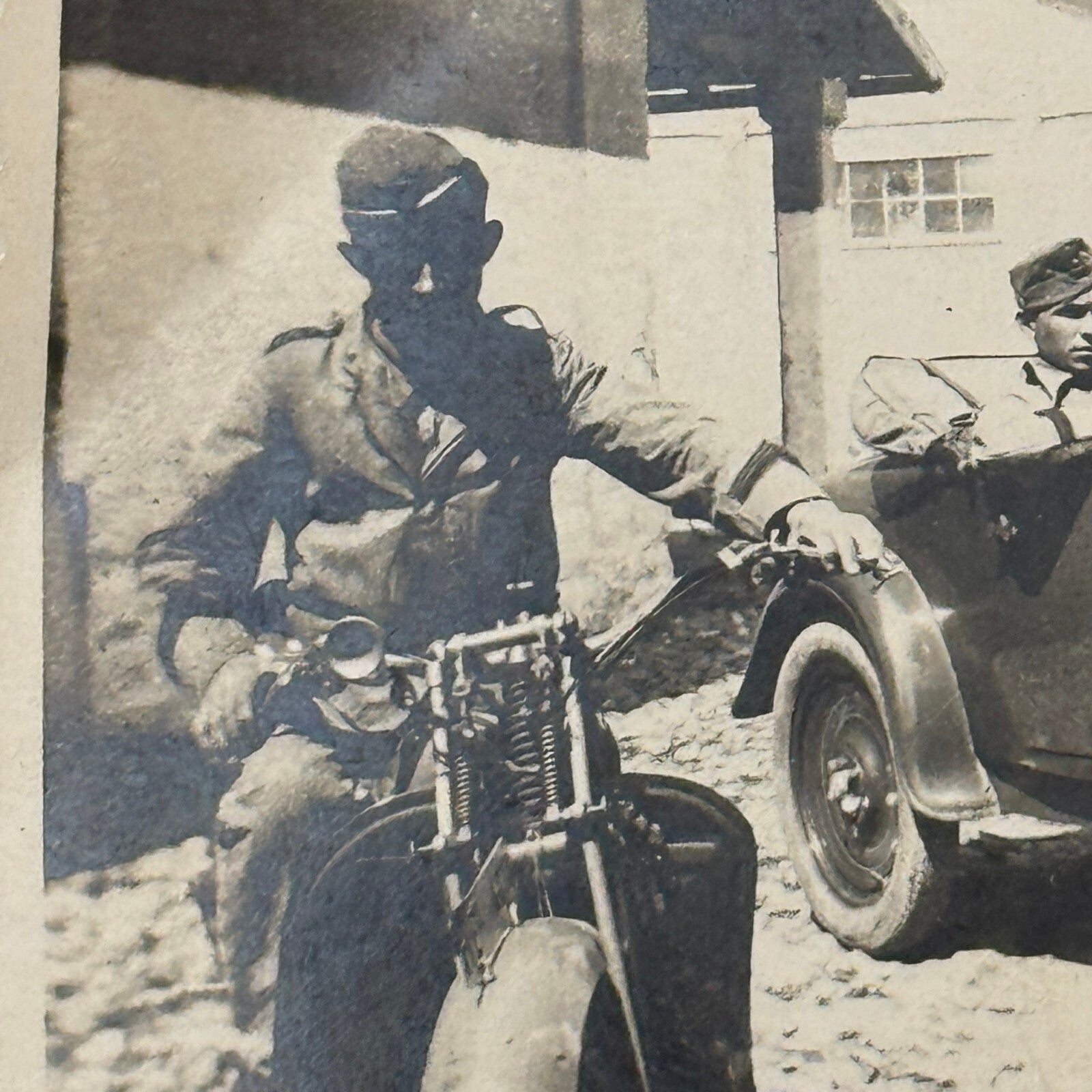 Vintage Photo Photograph Print Early Car Automobile Motorcycle People