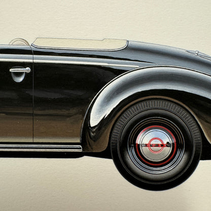 1938 Opel Admiral Cabriolet Glaser Car Illustration Art Drawing Hand Drawn