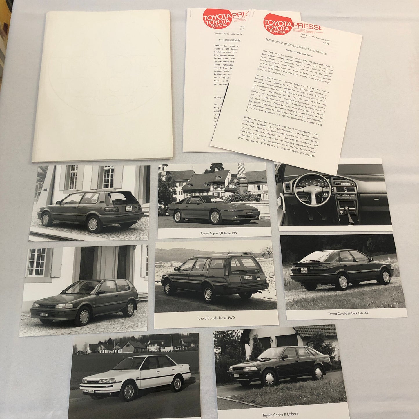 1989 Toyota Press Kit German Brochure Starlet Supra Carina Corolla Photos