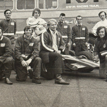 Vintage Car Racing Photo Jim Russell Racing Team Transporter Drivers Photograph