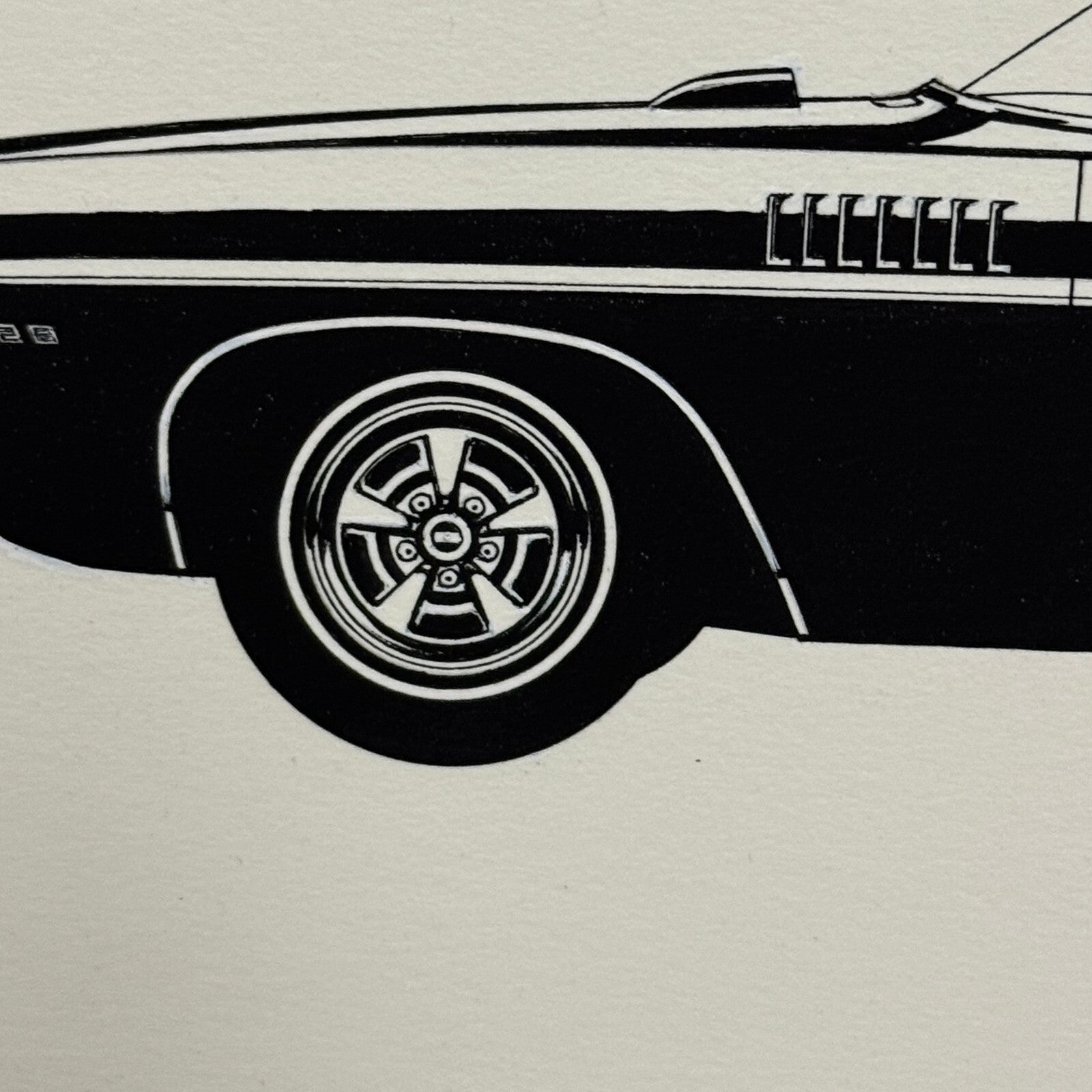 Vintage Pontiac 2+2 Automobile Illustration Art Drawing Hand Drawn Robert Preis