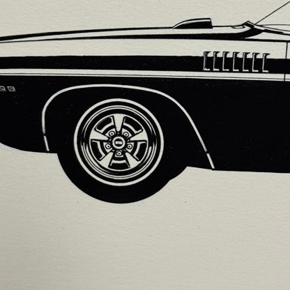 Vintage Pontiac 2+2 Automobile Illustration Art Drawing Hand Drawn Robert Preis