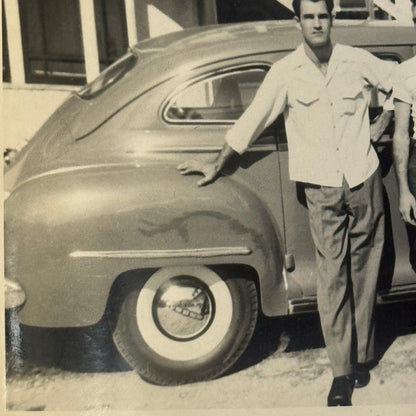 Vintage Car Automobile Photo Photograph Print Men with Vehicel