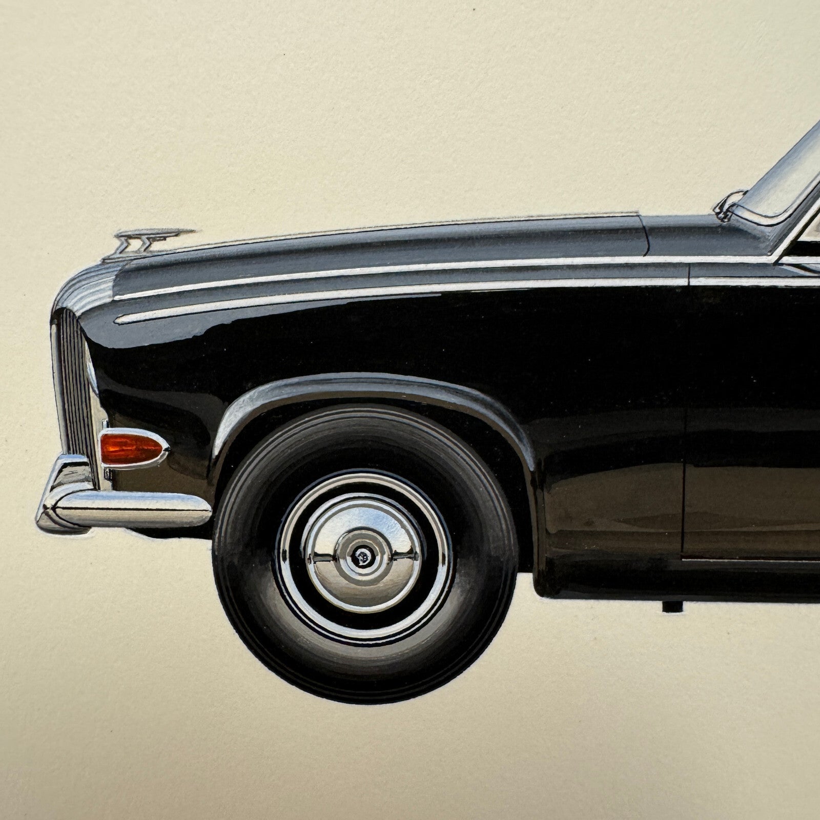 1969 Daimler Limousine DS 420 Automobile Illustration Art Drawing Hand Drawn