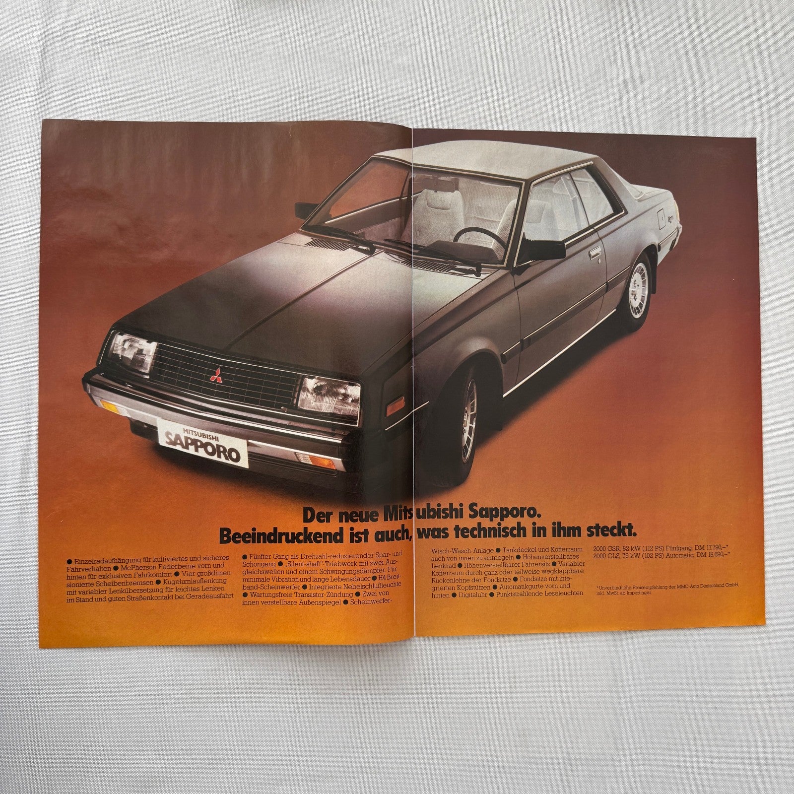 Vintage Mitsubishi Car Press Kit Photos Brochure Galant Lancer Turbo Colt GERMAN