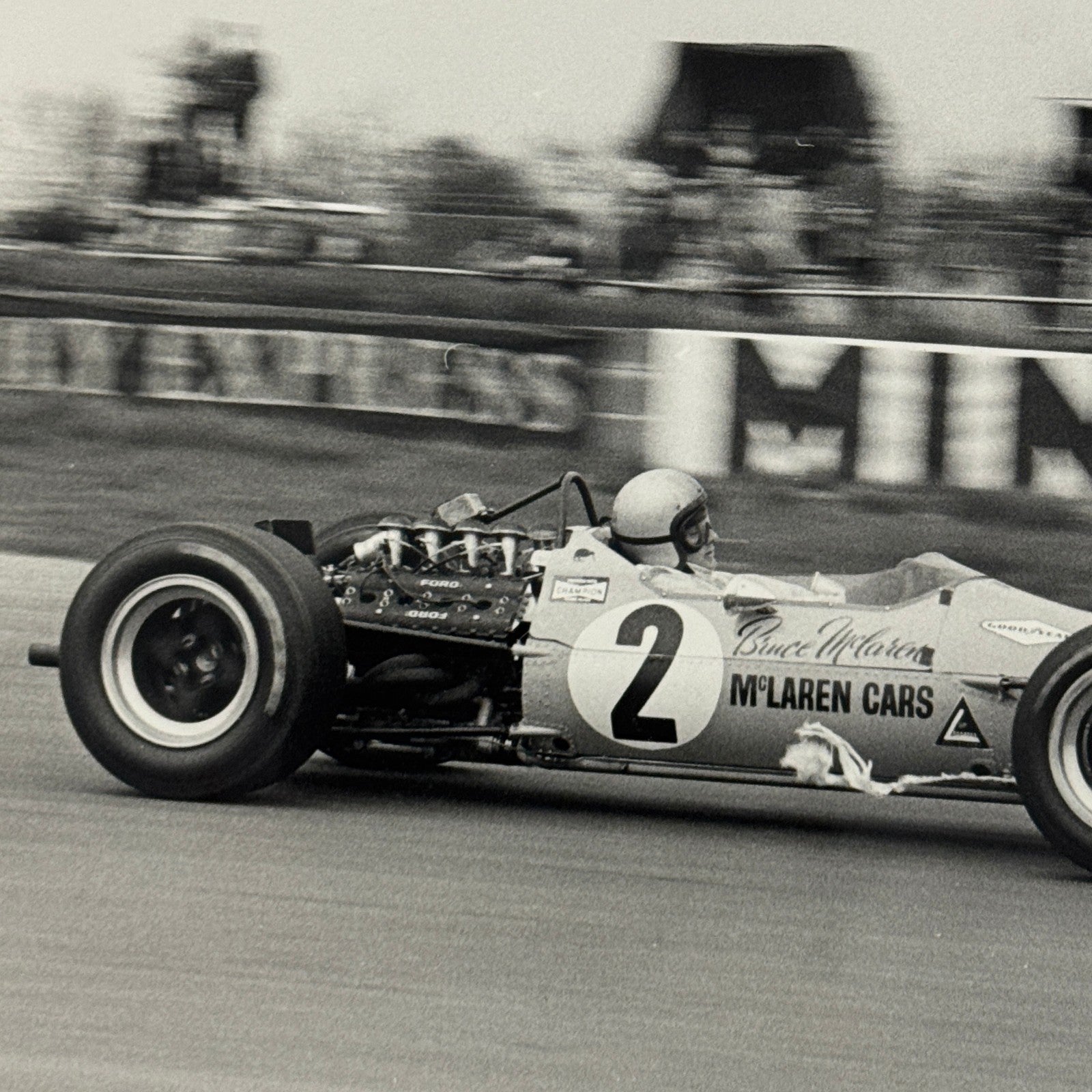 Vintage Racing Photo McLaren 1968 British Grand Prix Bruce McLaren Photograph