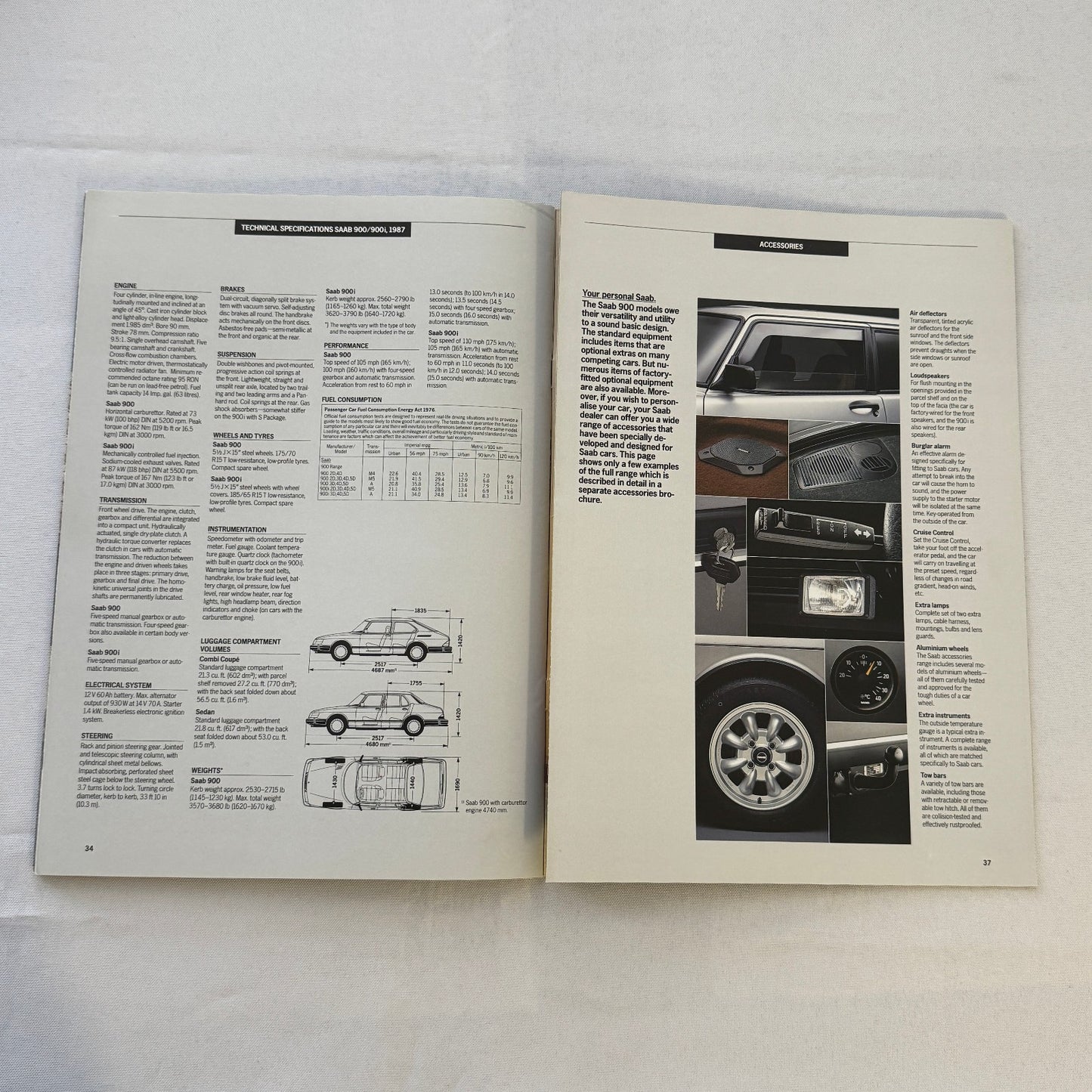 Vintage Saab 900 900i Car Sales Brochure Catalog Saab 1986 1987