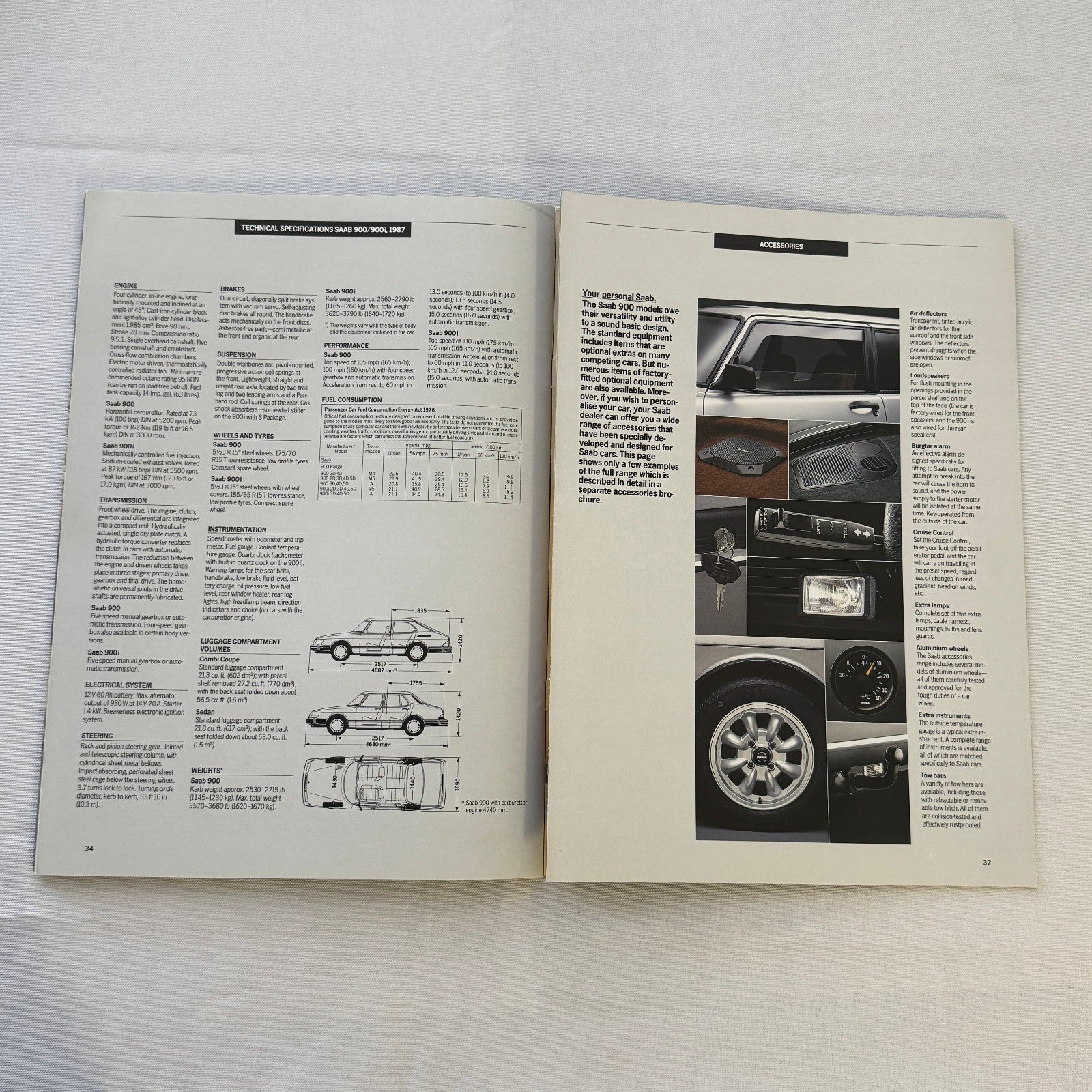 Vintage Saab 900 900i Car Sales Brochure Catalog Saab 1986 1987