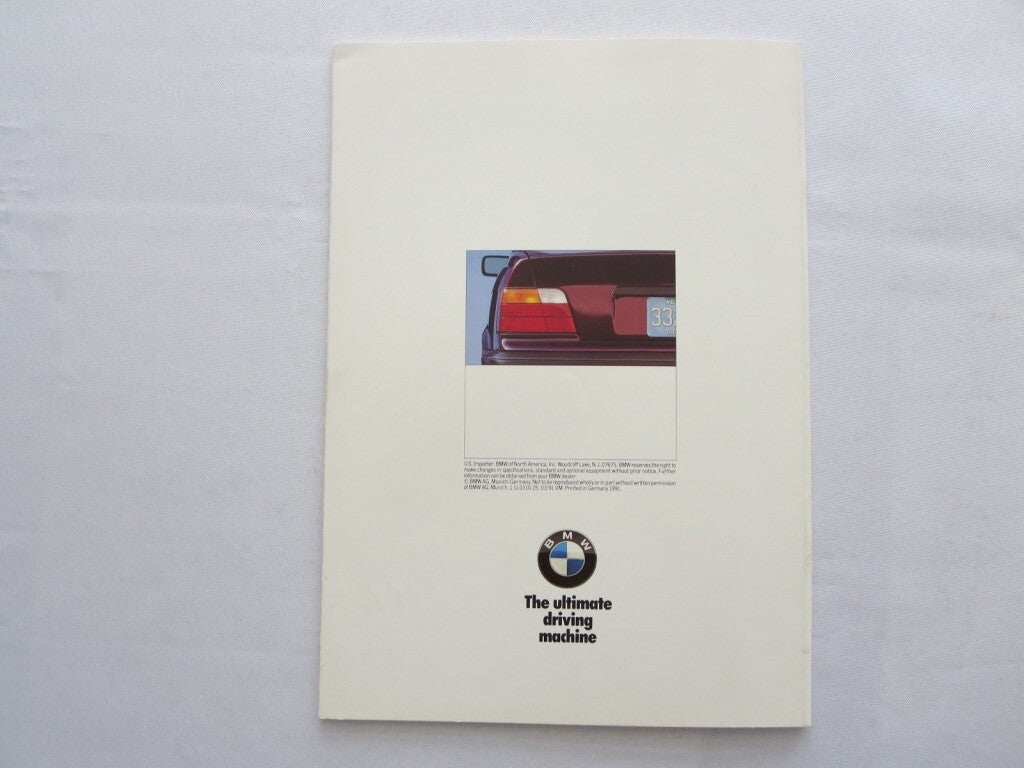 1991 BMW 3 Series Sedan Sales Brochure Catalog Advertising 325i