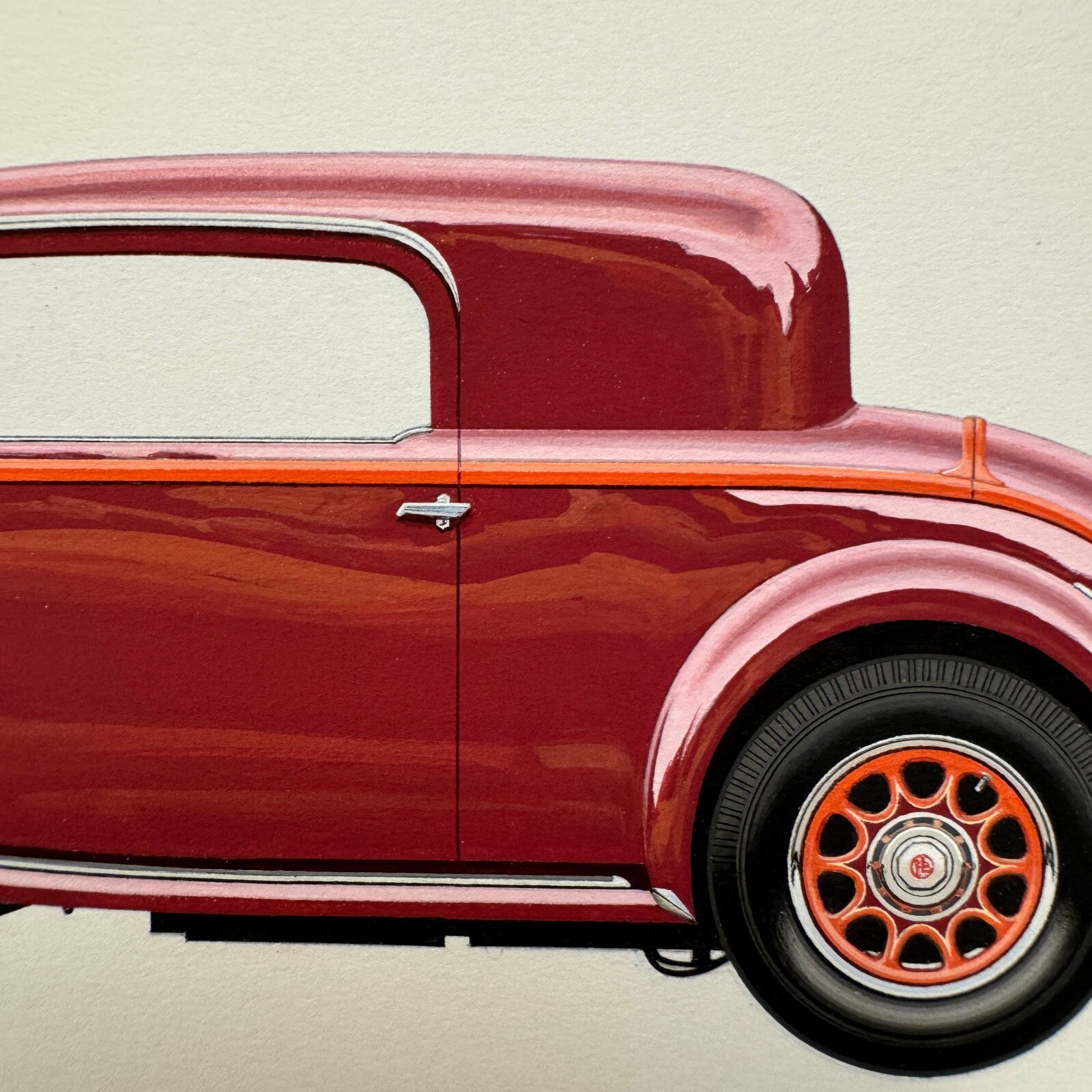 1933 Panhard 6 DS Coupe Car Illustration Art Drawing Hand Drawn