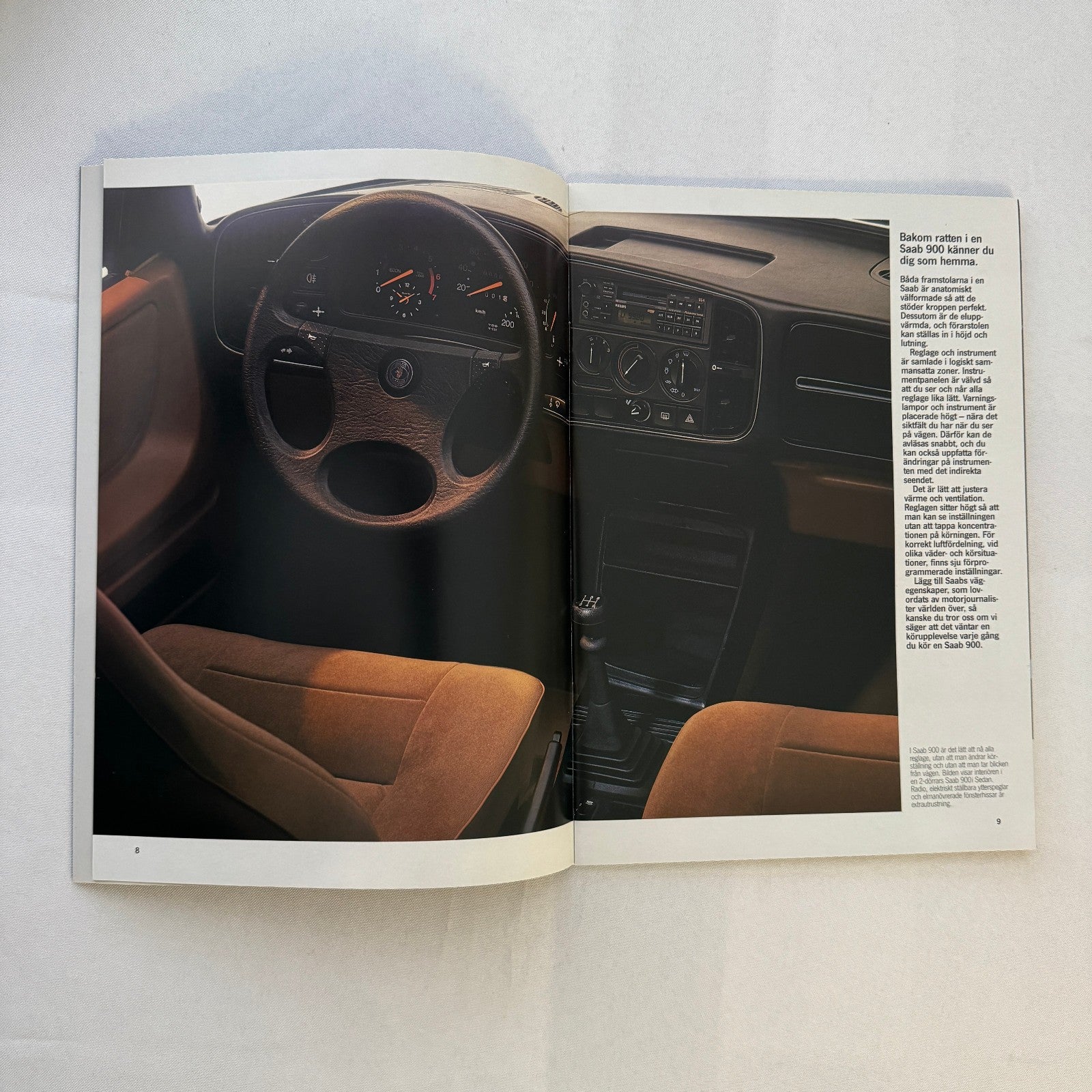 Vintage Saab 900 Car Sales Brochure Catalog 900 Turbo 900i 900C Car SWEDISH Text