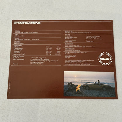 Triumph Spitfire Car Sales Brochure Catalog Advertising
