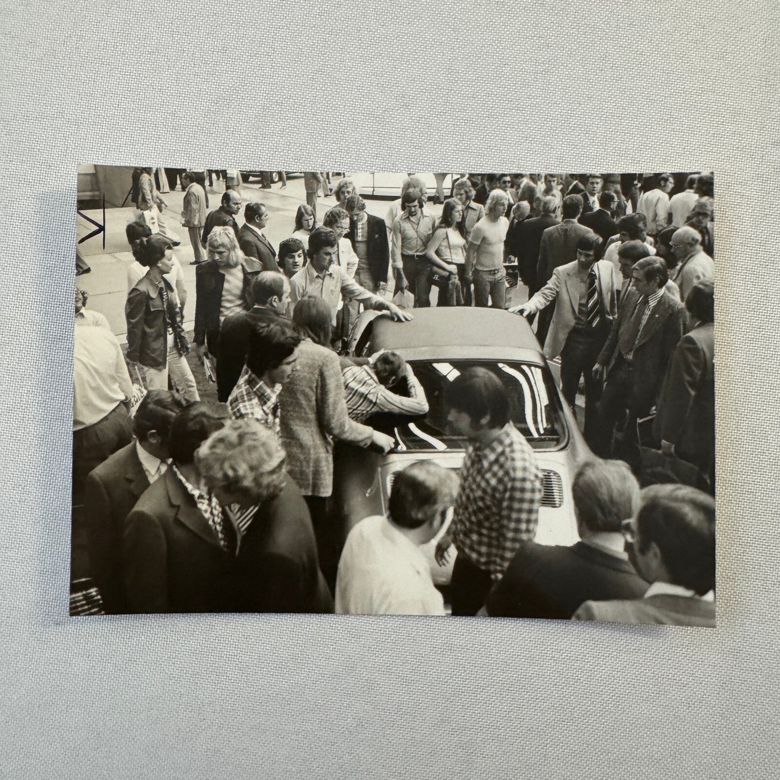 Crowd with Porsche 911 Photo Photograph Vintage