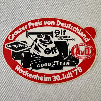 1978 Hockenheim German Grand Prix Racing Decal Sticker AVD