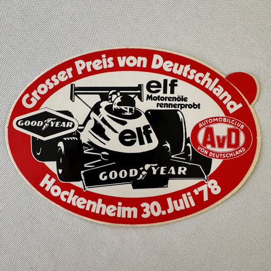 1978 Hockenheim German Grand Prix Racing Decal Sticker AVD