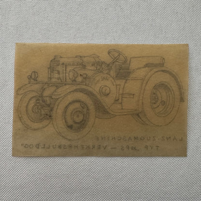 Lanz Bulldog Tractor Vintage Illustration Hand Drawn Drawing Sketch Art Germany