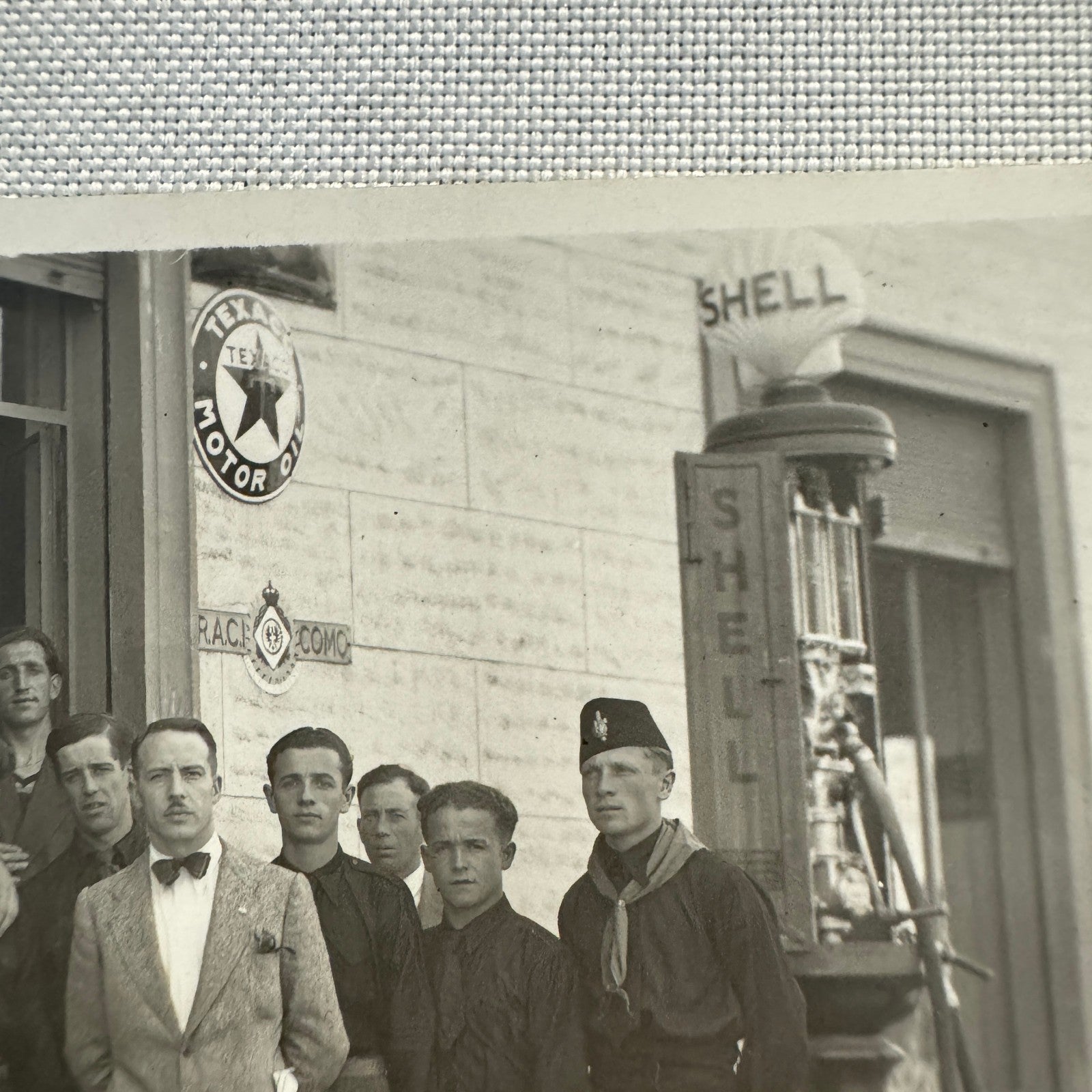 Vintage Postcard Real Photo Postcard RPPC Gas Station Shell Gas Pump Texaco Men